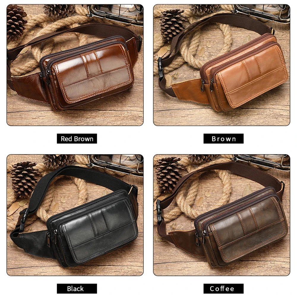 MVA Men's Waist Bag Leather Male Fanny Pack Men's Belt Bag for Man Belt Pouch Phone Hip Bum Bags Belts Travel Waist Packs 8966