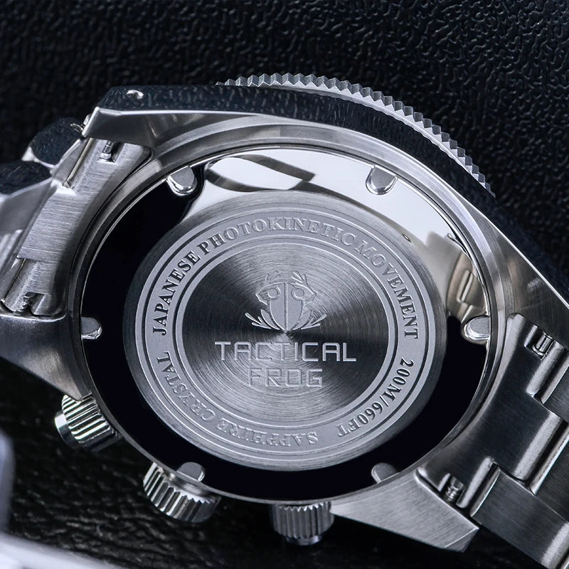 Tactical Frog V2 Solar Chronograph Watch Sapphire Crystal Mirror Ceramic Bezel VS75A Eco-Drive Quartz 20Bar Waterproof Men Watch