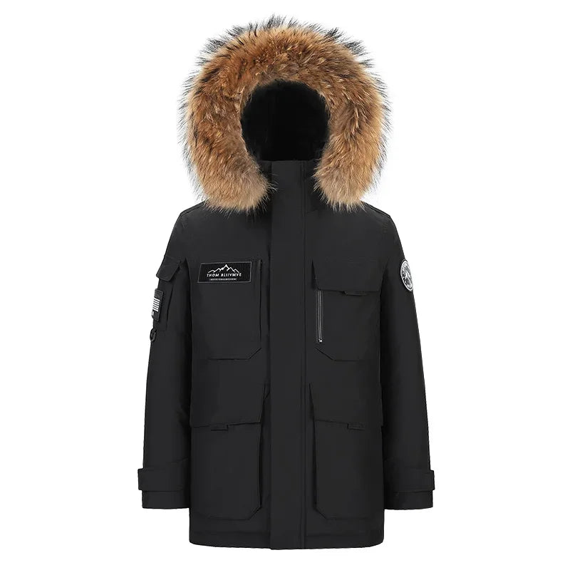 Fashion Parkas Male Casual Warm Down Jackets New Winter Mens Hooded Fur Collar Duck Down Coats High Quality Waterproof Coats