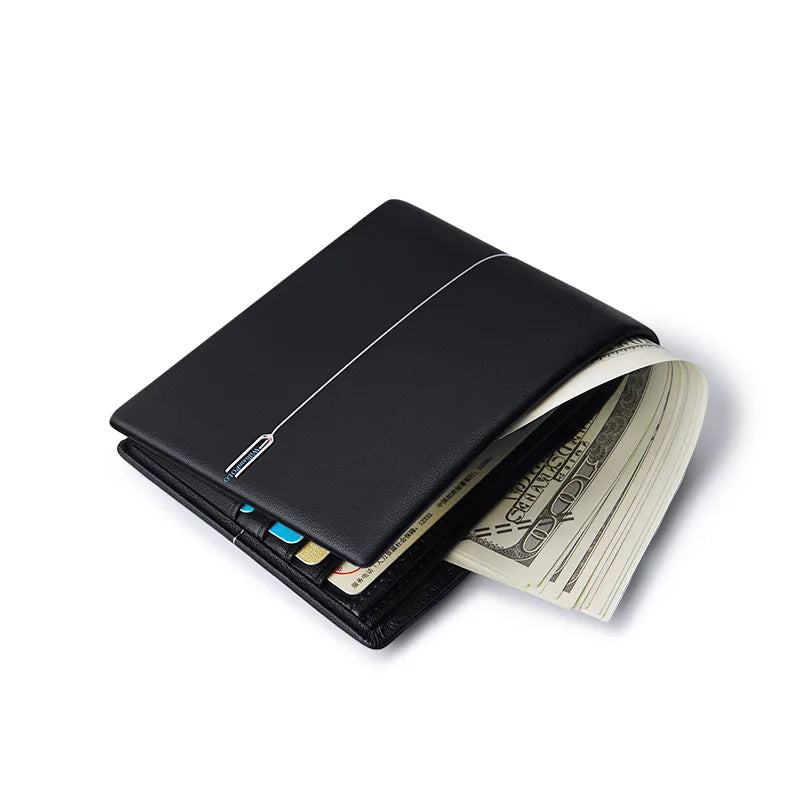 Fashionable leather wallet, men's short card holder, high-end personalized card bag