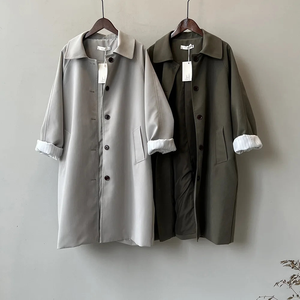 Casual Long Trench Coat For Women, Autumn New Loose Mid-length Elegant Coat