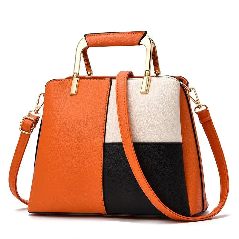 Women's bag fashion color matching handbag simple casual large capacity shoulder messenger bag
