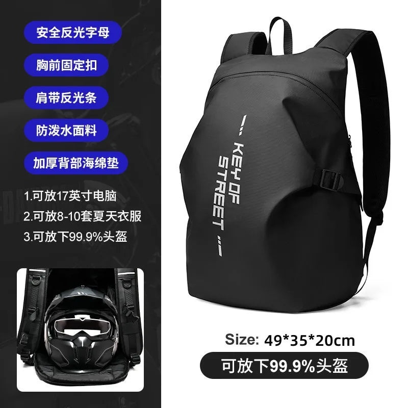 Helmet Backpack for Motorcycle Cycling Large Capacity Waterproof Helmet Storage Bag with Reflective Stripe Hiking Backpack