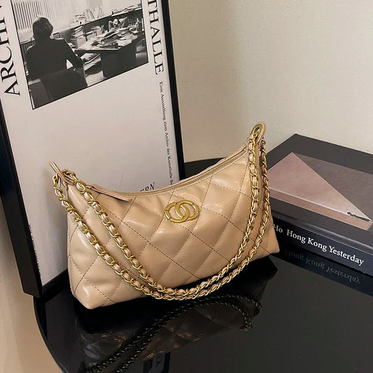 Women's Leather Handbag With Long Shoulder Strap By Famous Designer Luxury Brand For Elegant Outings