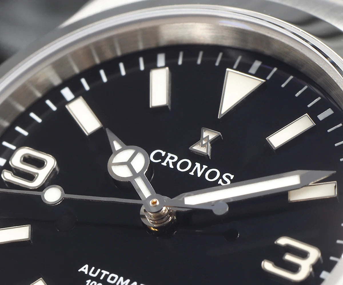 Cronos 36mm EX Men Watch NH35 Automatic Movement Mechanical Watches Waterproof 10Bar Sapphire Bushed Bracelet Wristwatch L6019