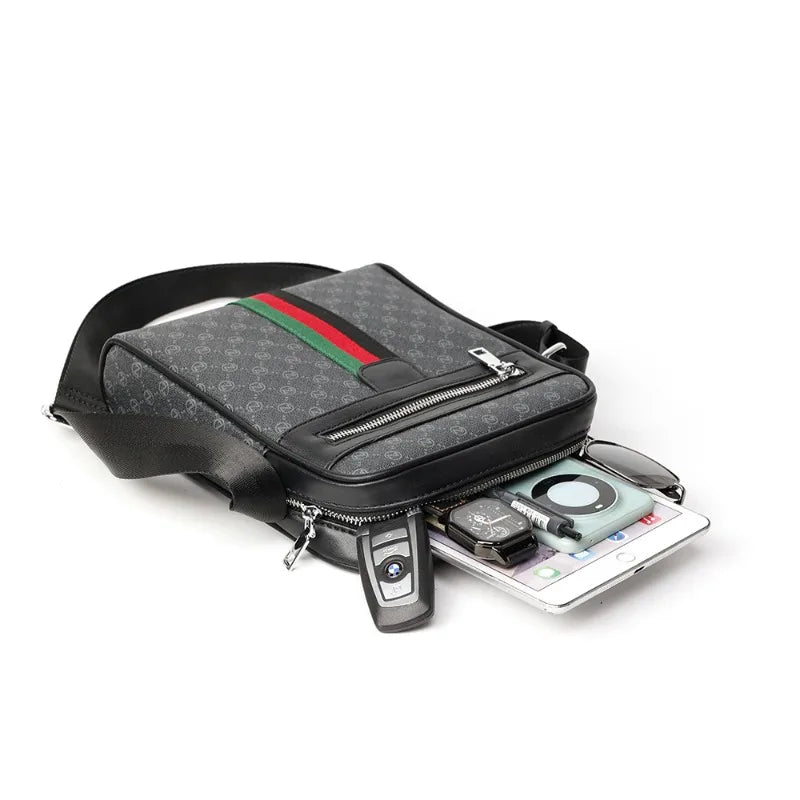 Square Crossbody Bag Men Luxury Design Men's Crossbody Bags Fashion Plaid Letter Printed Shoulder Bag Male Sling Messenger Bag