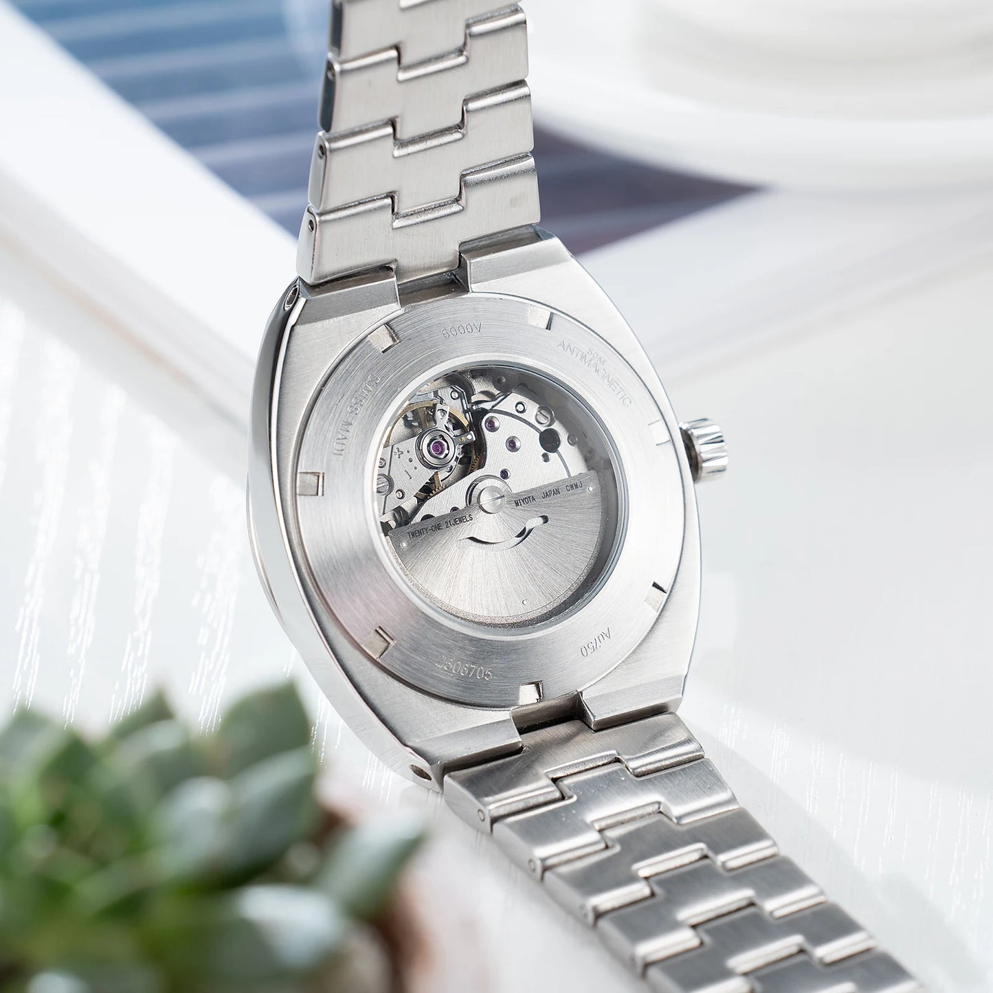 Kafyase Luxury Mens 316L Stainless Steel Mechanical Automatic Watch Sapphire Glass Luminous Waterproof WristWatch