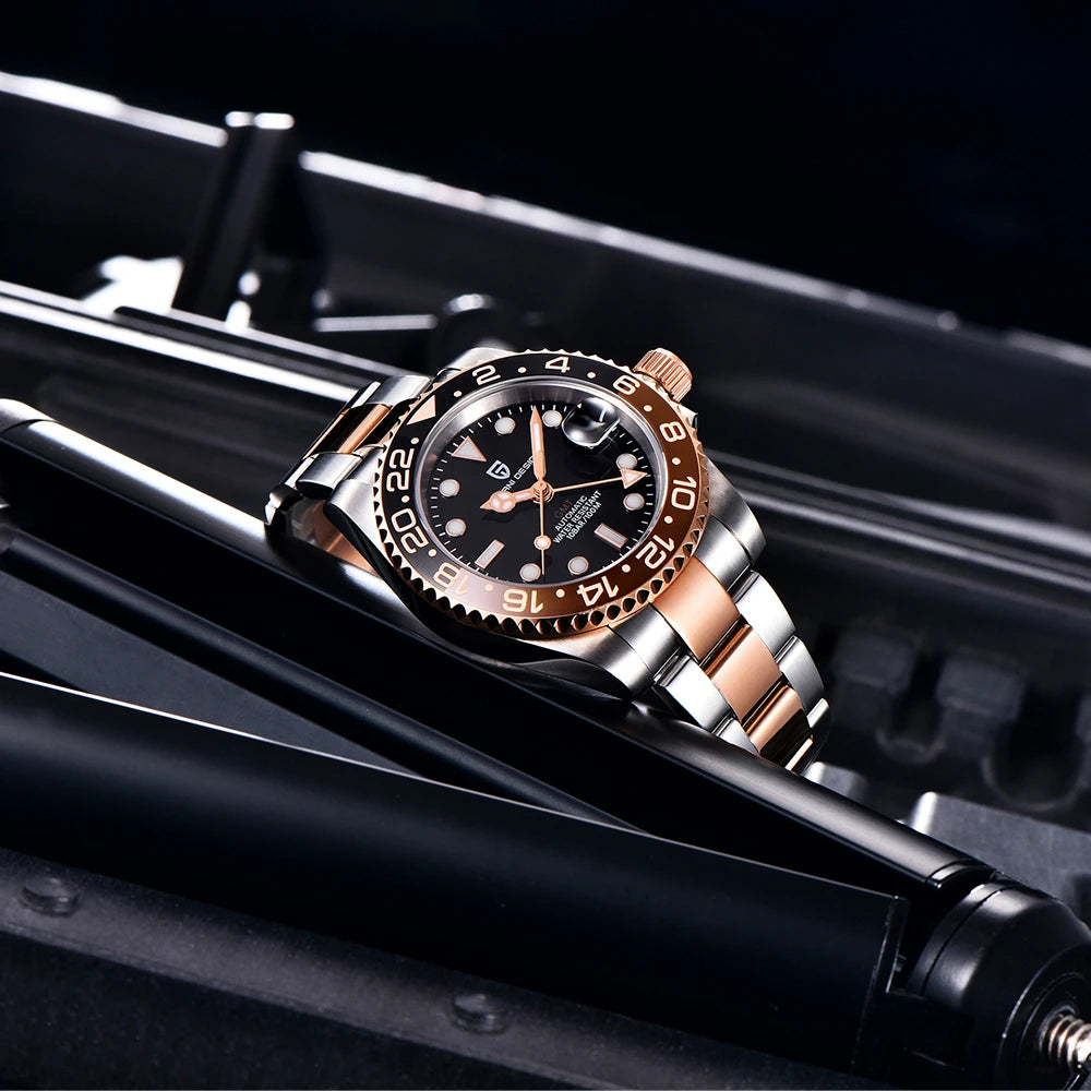 PAGANI DESIGN New NH34 Men Mechanical Watches AR Coating Sapphire Glass Automatic Watch 100M Waterproof GMT Sports Watch for Men