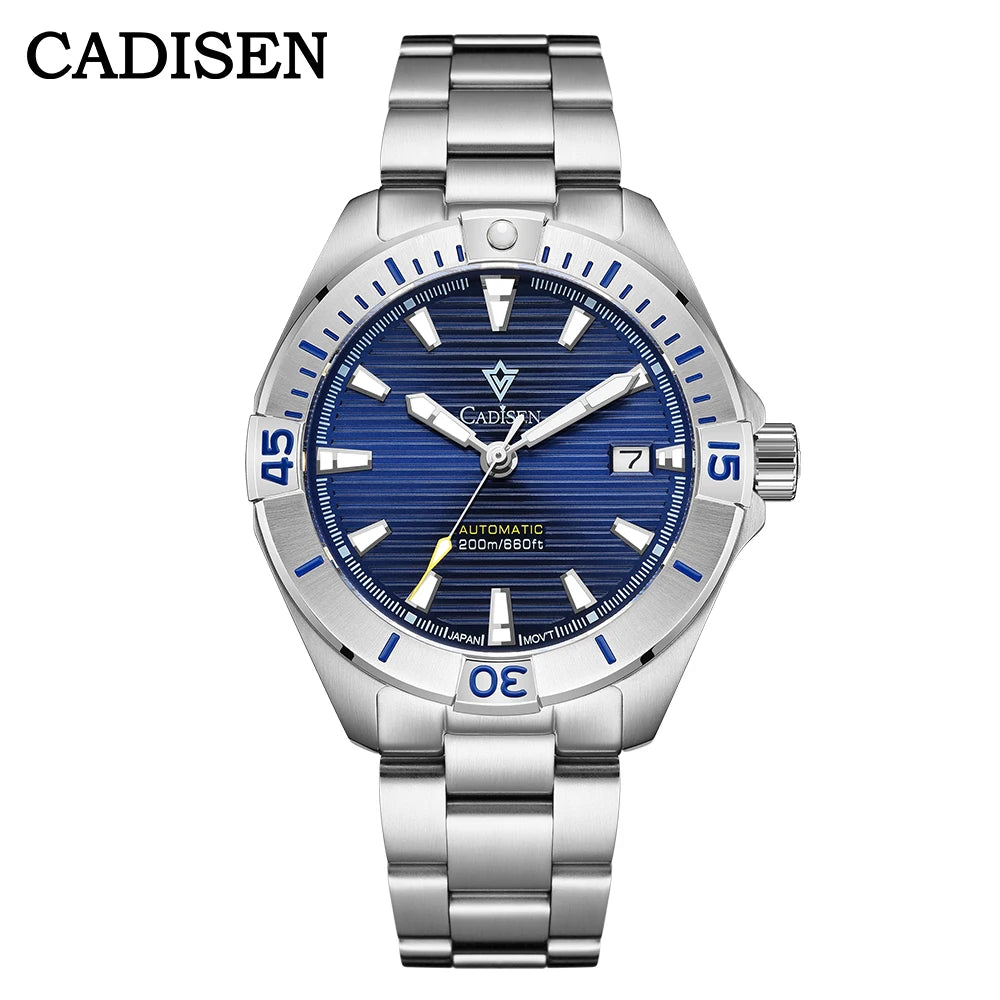 CADISEN NEW Top Brand Sports Men Mechanical Wristwatch Luxury Automatic NH35 Watch Men's Stainless Steel 200M Waterproof Clock