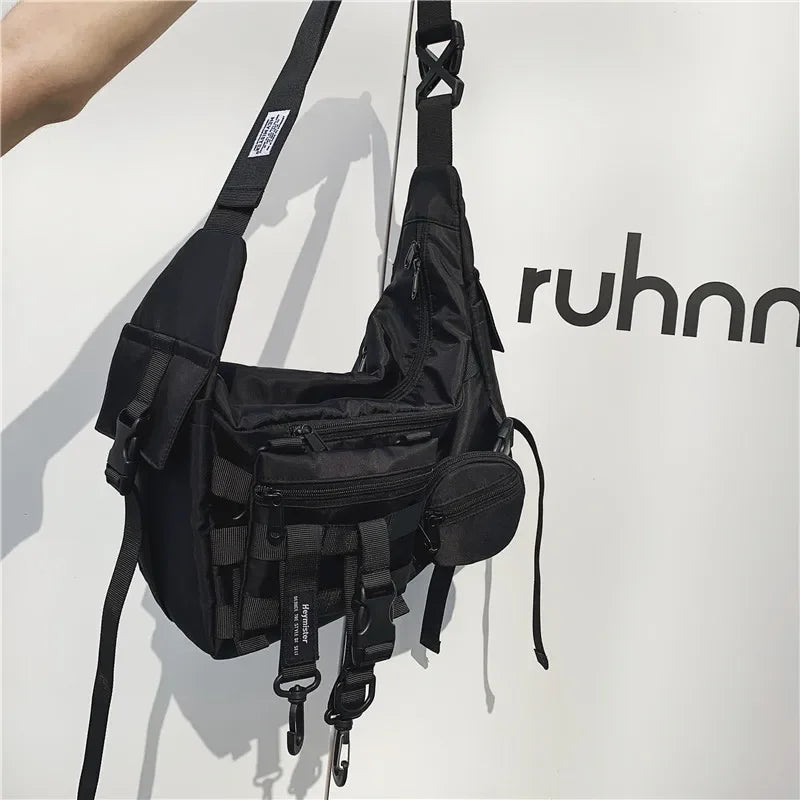Messenger bag men's tide brand large capacity shoulder bag diagonal bag ins Japanese tooling bag student shoulder bag.