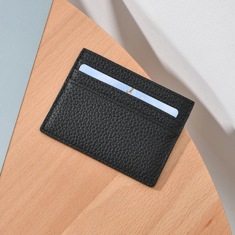 Ultra-thin Card Holders Genuine Leather High Quality Luxury Design Unisex ID Card Case Cowhide Solid Slim Business Card Wallet