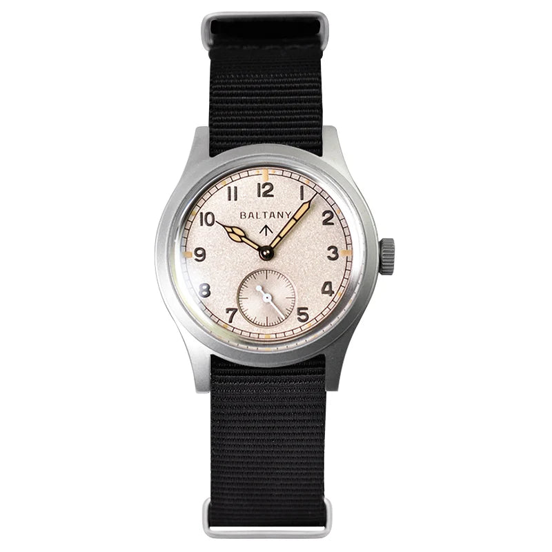 Baltany Retro Automatic Watch Men S2025 Fabric Strap St1701 Classic Subsecond Hand Luminous 36mm Mechanical Vintage Watch