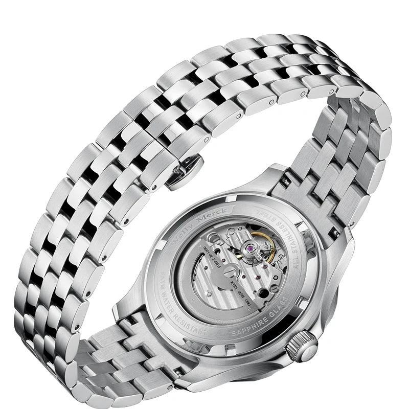 WM Watch Automatic Mechanical Watches Waterproof  Business Stainless Steel Sapphire Miyota 8217 Welly Merck Watch For Men WM148