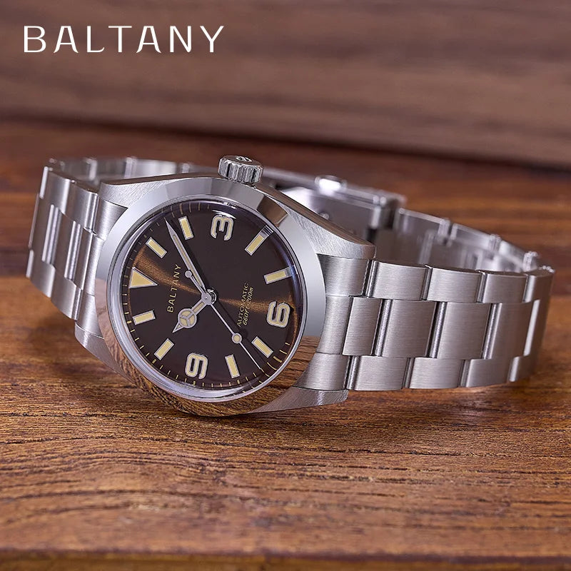 Baltany Vintage Explorer Homage Watches S4056 Sunburst 36mm Stainless Steel Bracelet 200M Luminous Men's Automatic Wristwatch