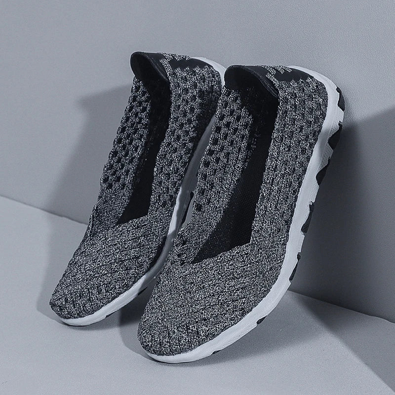 Women's Summer Handmade Woven Sneakers Flat Bottomed Lightweight Breathable Trendy Casual Shoes with Soft Soles Lazy Shoes 2025