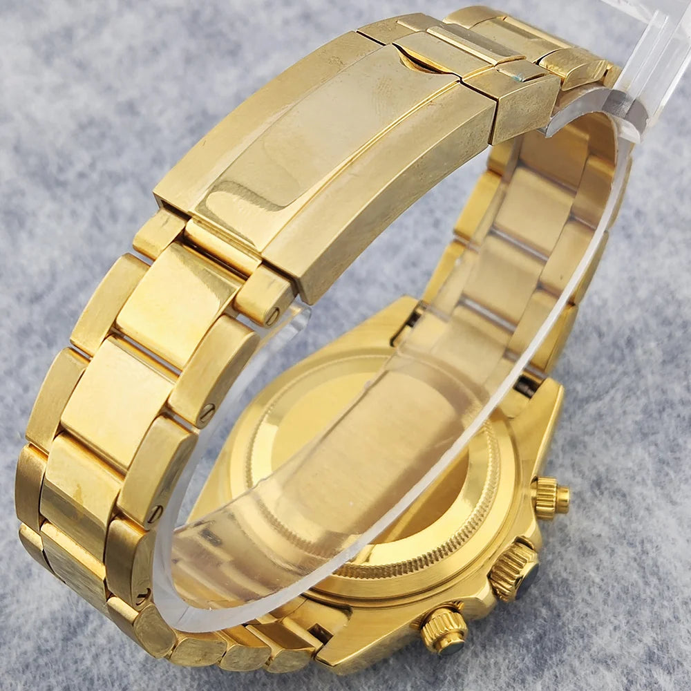 Business 39mm Quartz Watch Men's Chronograph Sapphire Crystal VK63 Movement Arabian luminous dial stainless steel men's watch