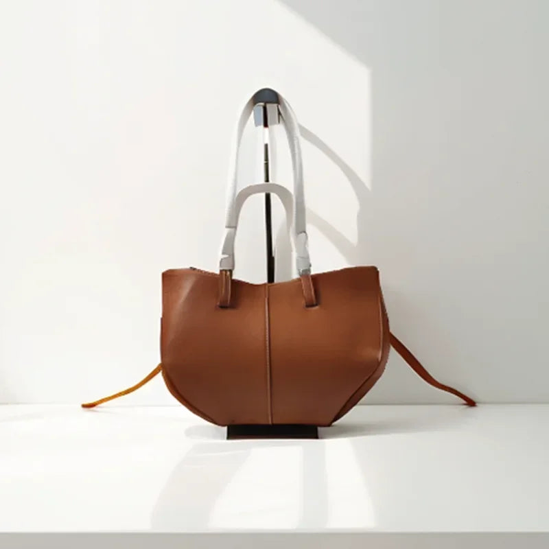 Luxury Genuine Leather Handbag Tote Bag For Women Cowhide Shoulder Bag Design Large Capacity Totes Top Handle Hobo Shopper Bag