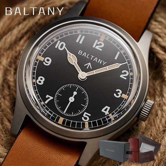 Baltany Retro Automatic Watch Men S2025 Fabric Strap St1701 Classic Subsecond Hand Luminous 36mm Mechanical Vintage Watch