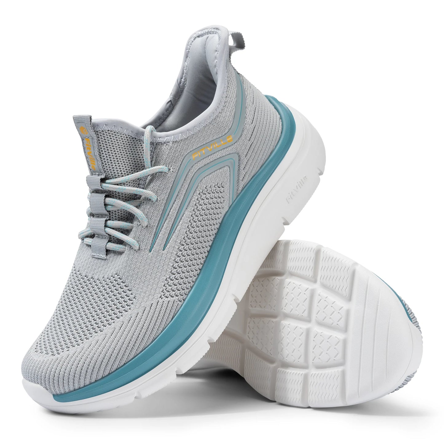 FitVille Thick Sole Running Shoes Mens Sneakers Shock Absorbing Rebound Lightweight For Swollen Feet Arch Support Wide Shoes