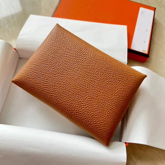 Genuine Leather Busin Card Holder Wallet Palm Print Top Layer Cowhide ex ID Card Holder Coin Purse Korean Sle