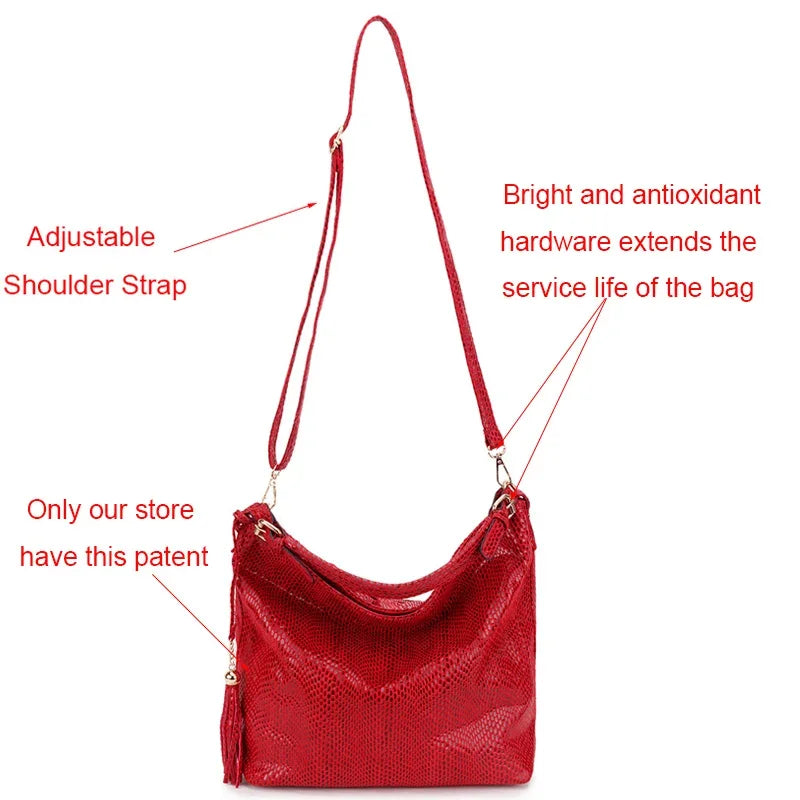 Women Shoulder Bag Girl Handbag Hobo Tassel  Big Black Ladies Hand Bag Female Casual Multifunctional Crossbody Bags for Woman