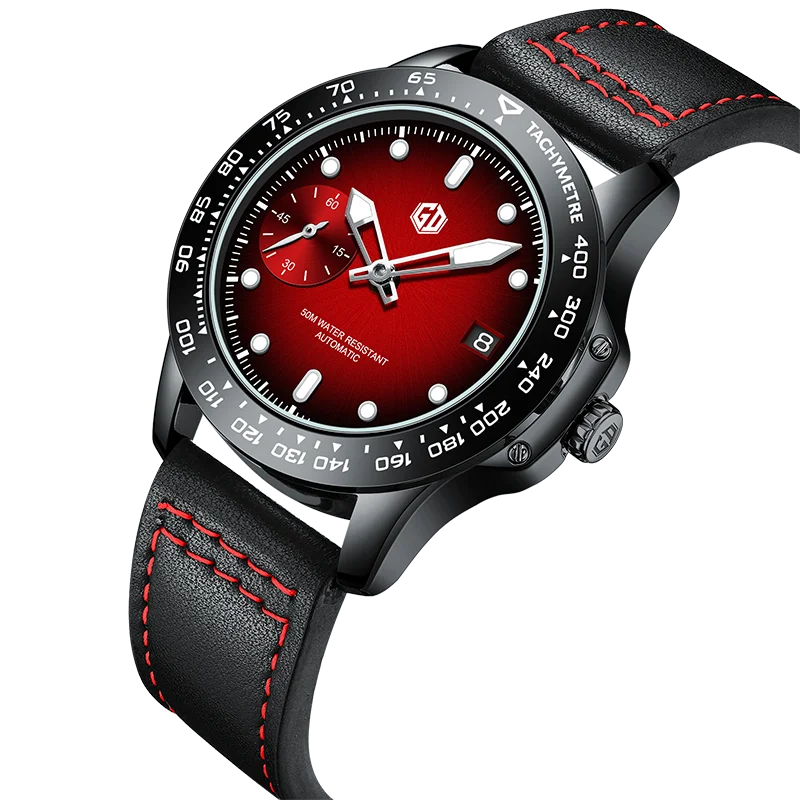 Luxury Man Wristbatch Waterproof Luminous Date Leather Men Watches Sports Square Men's Watch Casual Mechanical Seagull Movement