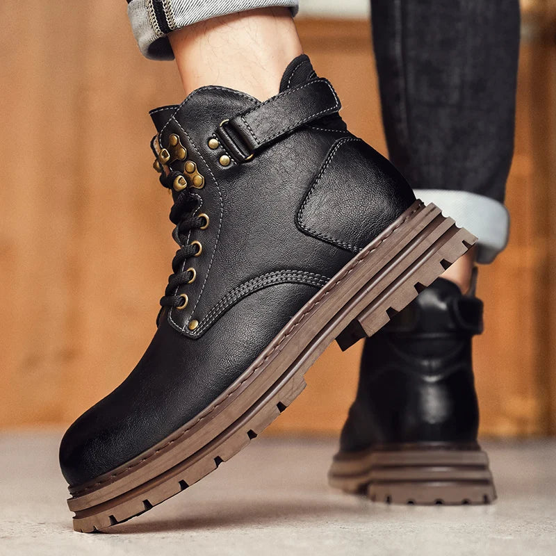 Golden Sapling Work Boots Genuine Leather Men's Casual Shoes Fashion Leather Tooling Boot Classics Punk Style Men Leisure Shoe