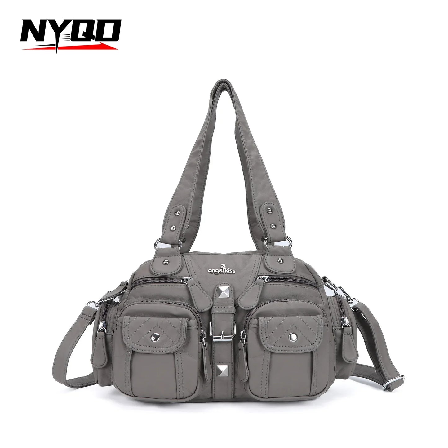 Ladies Handbags Vintage Fashion Tote Bag Women Punk Biker Satchel Top-handle Shoulder Crossbody Bag Multi-pockets Dumpling Pack