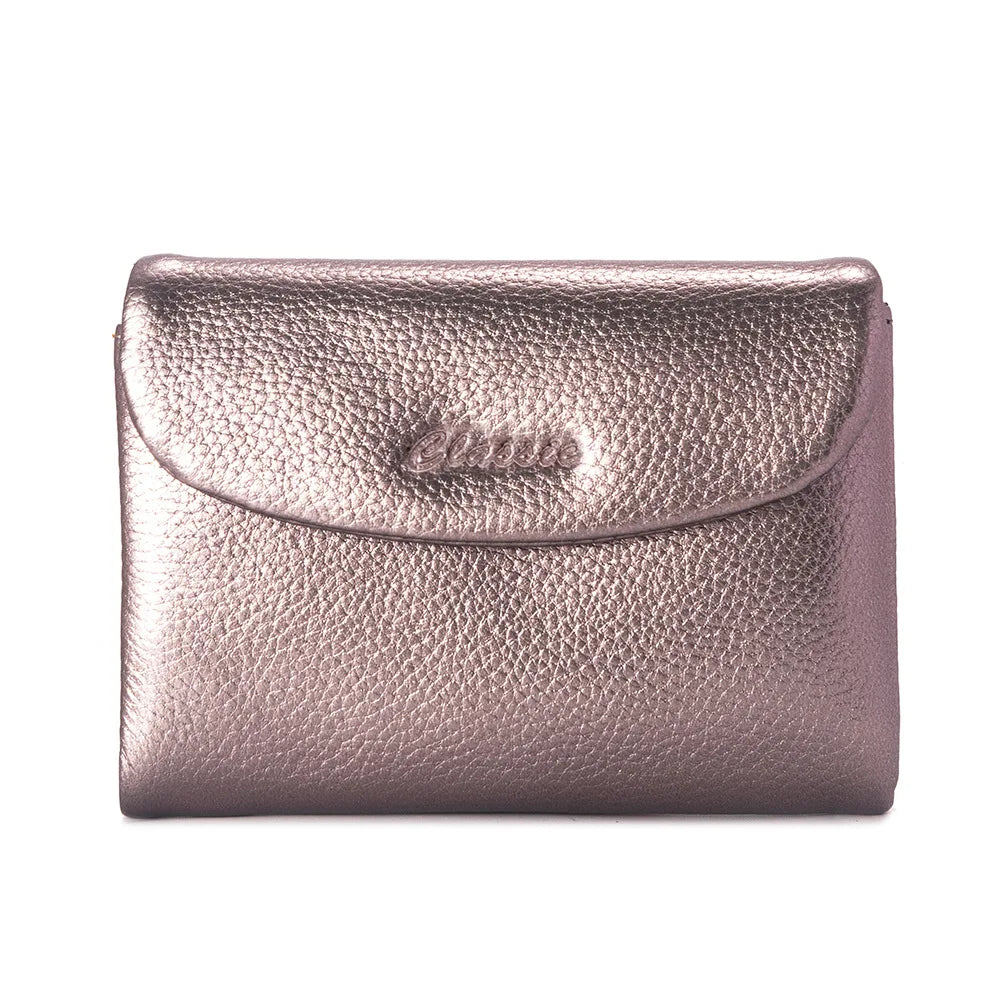 Card Holder Women Genuine Leather Wallet Soft Real Cow Leather Purse Short Cowhide Clutch Bag with Gift Box