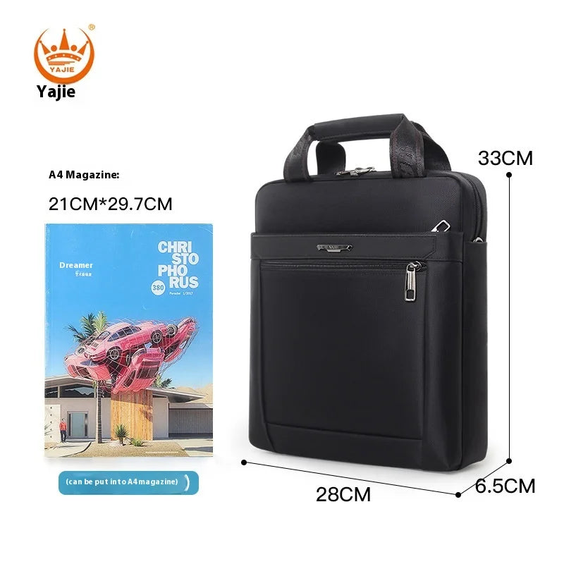 Vertical File Bag Large Capacity Waterproof One Shoulder Portable Crossbody Bag 12 Inch Ipad Bag Business Style