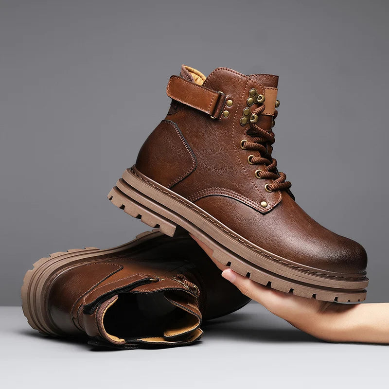 Golden Sapling Work Boots Genuine Leather Men's Casual Shoes Fashion Leather Tooling Boot Classics Punk Style Men Leisure Shoe
