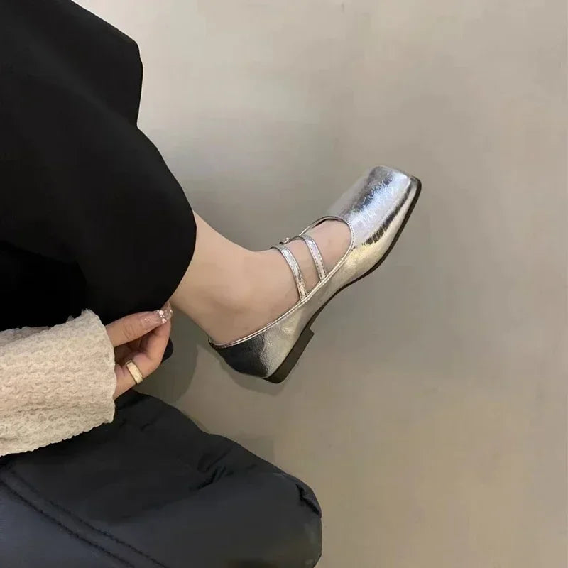 New Square Toe Comfortable Casual and Versatile Spring and Summer Flat Shoes Elegant and Fashionable Retro Women's Shoes