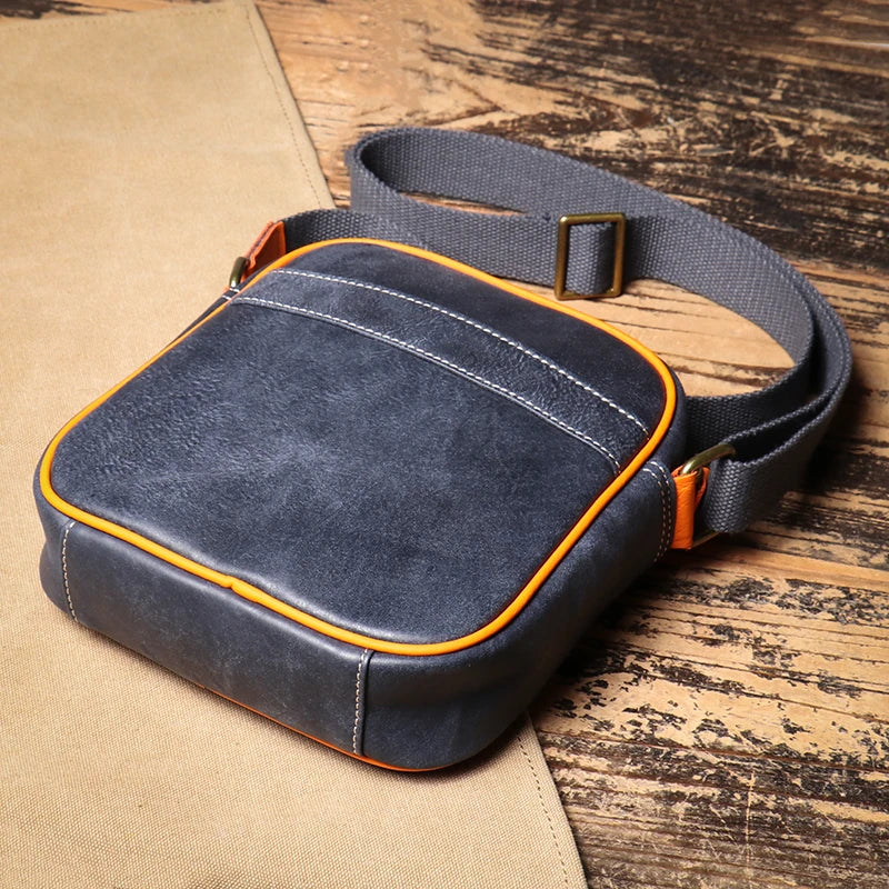 LUOKIR Men's Genuine Leather Shoulder Bag Vintage High Quality Messenger Bag Casual Weekend Small Crossbody For 7.9 Inch IPad