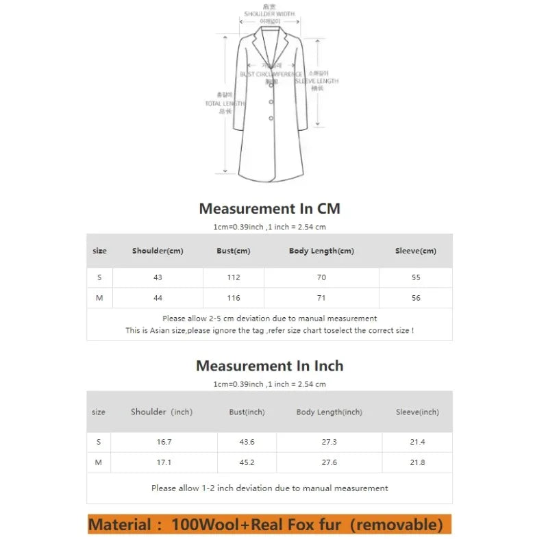2023 Cashmere Wool Blends Coat Winter Autumn Women Jacket Real Fox Fur Collar Loose Thick Warm Outerwear Streetwear