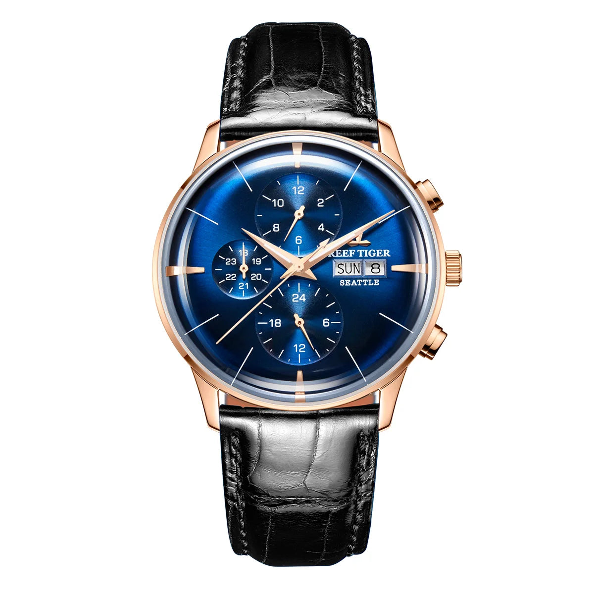 Reef Tiger RT Top Luxury Men's Watch White Dial Multi-Function Mechanical Wristwatch Relogio Masculino RGA1699
