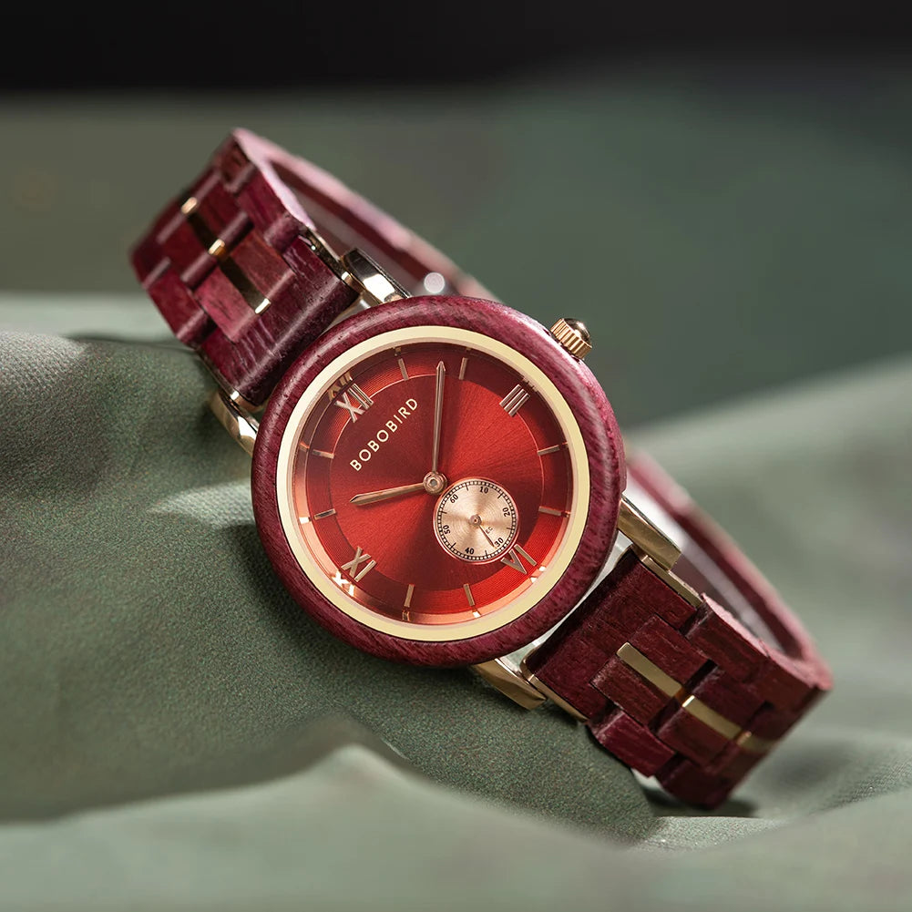BOBO BIRD Women Watch Casual Fashion Quartz Watch Japanese Movement Round Dial Wooden Ladies Wristwatches Dress Clock Custom