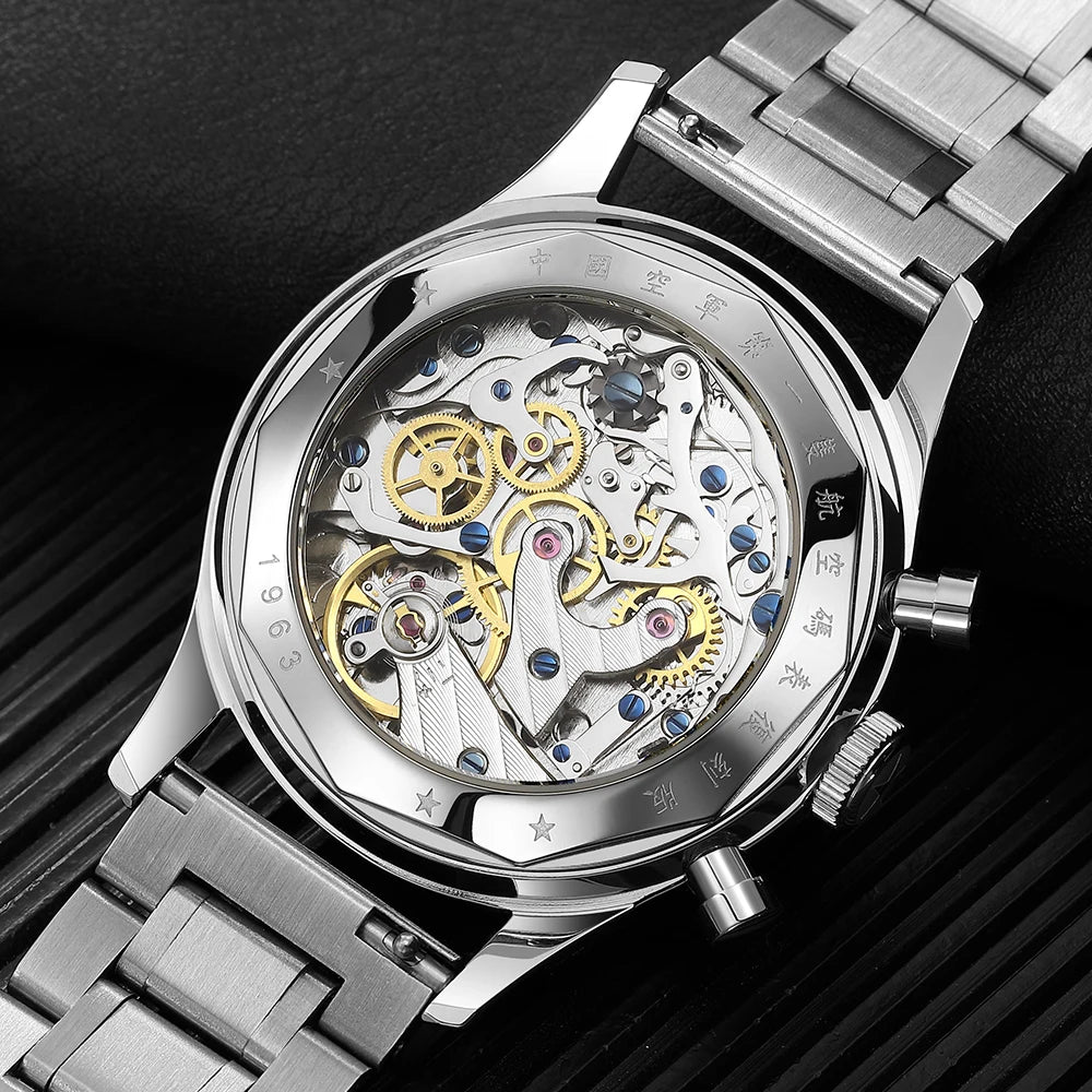 Red Star 40mm Panda 1963 Chronograph Men Watches Original ST901 Movement Hand Winding Male Pilots Clock Mechanical Wristwatches