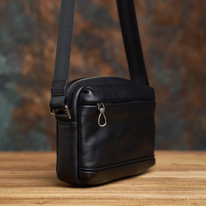 NASVA Leather Men's Casual Shoulder Messenger Bag Retro  Fashion Classic Handmade Mini Men's Bag For 9.7 Inch iPAD