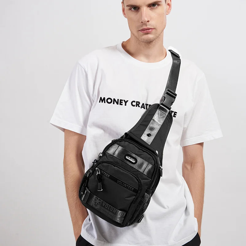 Volunteer Shoulder Bag for Men New Fashion High Quality Waterproof Sling Bag Large Capacity Oxford Cloth Crossbody Bags  1700-03