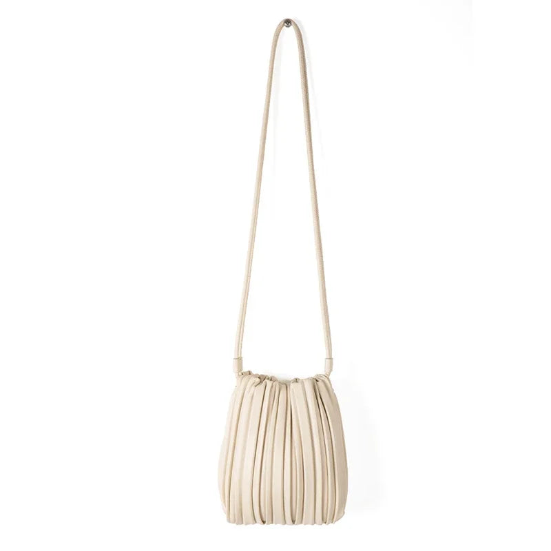 Summer New Women Pleated Messenger Bag Korean Niche Design Candy Color Small Square Bag Fashion Street Casual Women Pu Bag