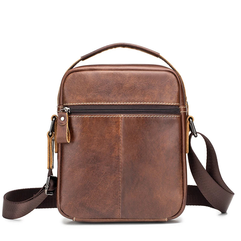 Men's leather shoulder bag, multifunctional and high-capacity cowhide crossbody bag, handbag
