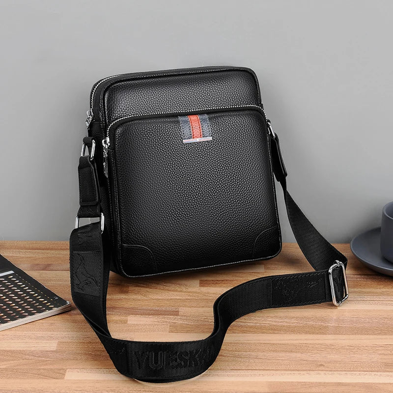 Famous Brand Small Men's Bag Genuine Leather Men Shoulder Bag Messenger Bag Fashion Business Man Crossbody Bag Cowhide Briefcase