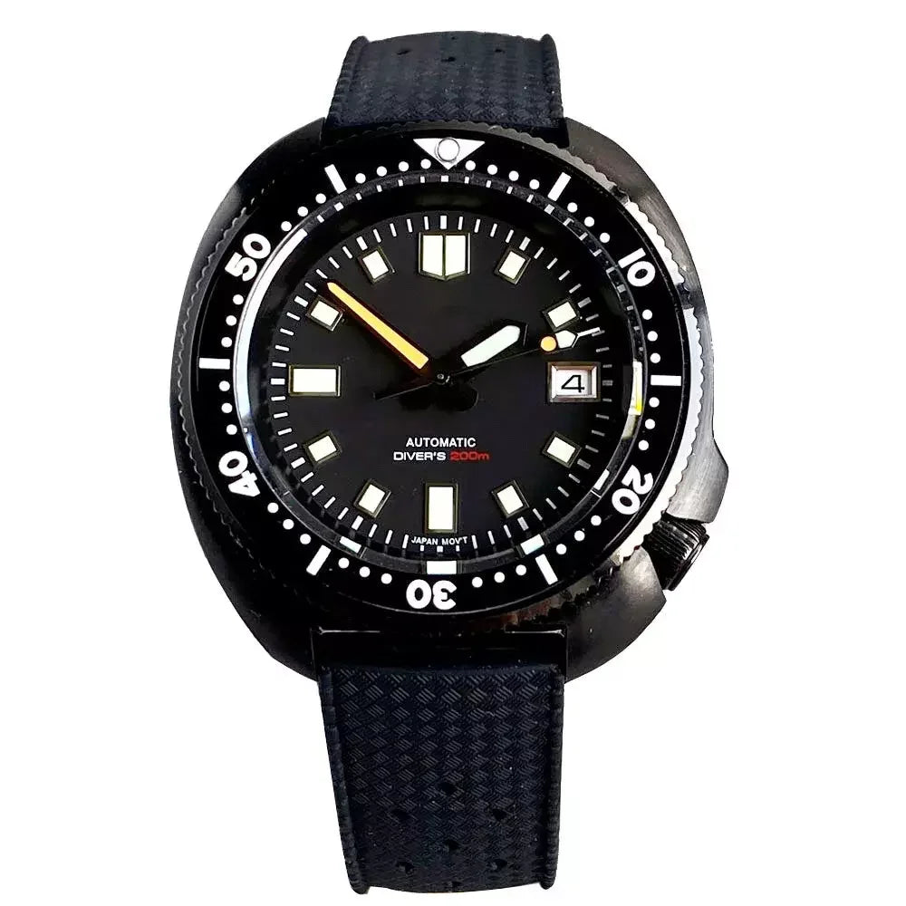 Tandorio 44mm Turtle Series 200m Waterproof Sapphire Crystal Glass NH35A White Date C3 Lume Hands Automatic Men Dive Watch