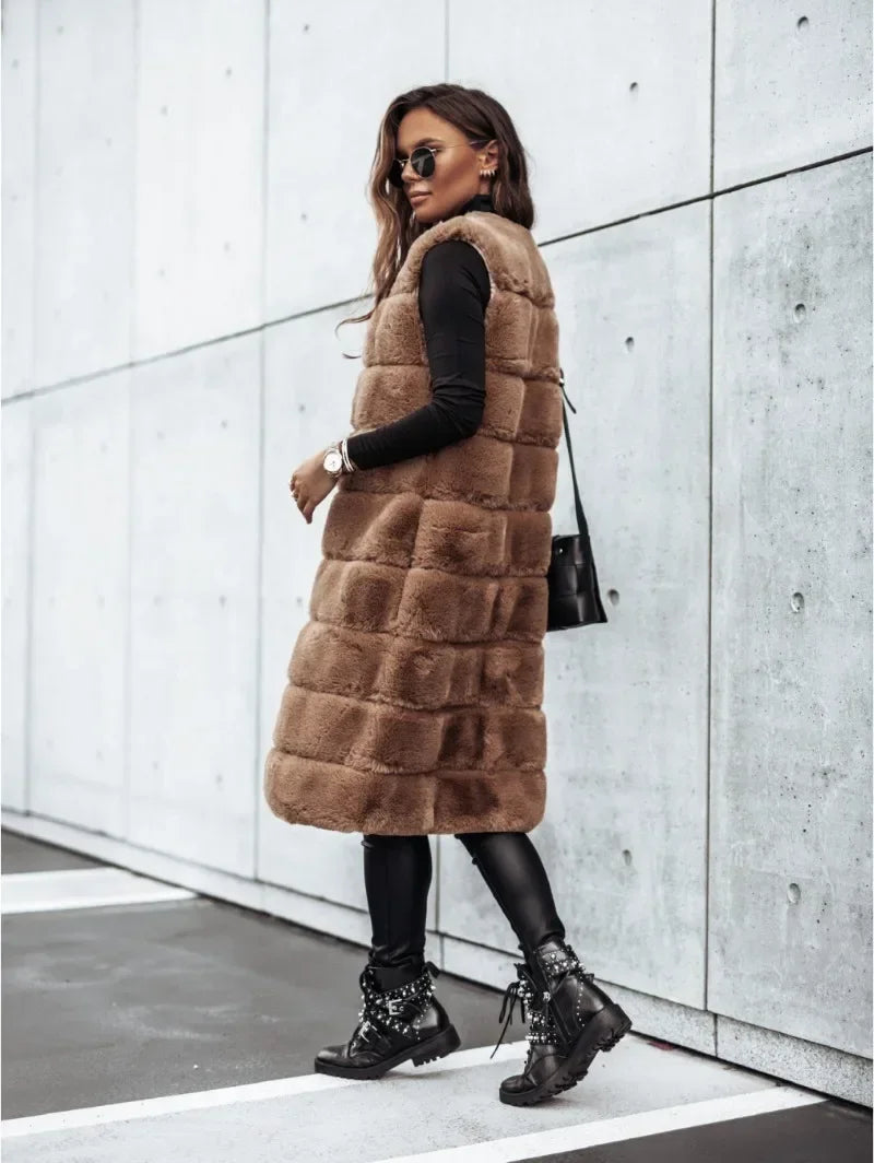 Women's New Sexy Fashion Leisure Commuting Vacation Style Versatile Comfortable Long Round Neck Tank Top Coat