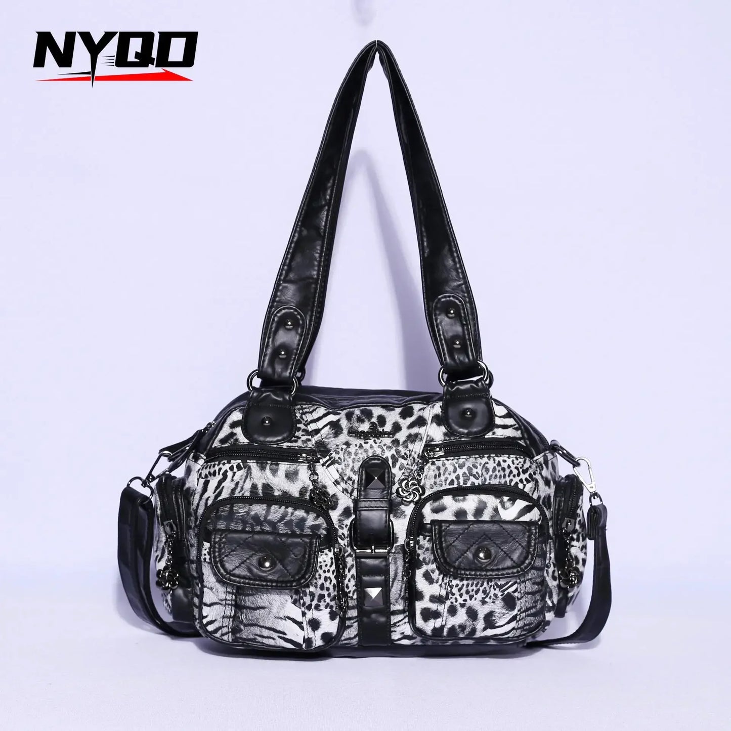 Ladies Handbags Vintage Fashion Tote Bag Women Punk Biker Satchel Top-handle Shoulder Crossbody Bag Multi-pockets Dumpling Pack