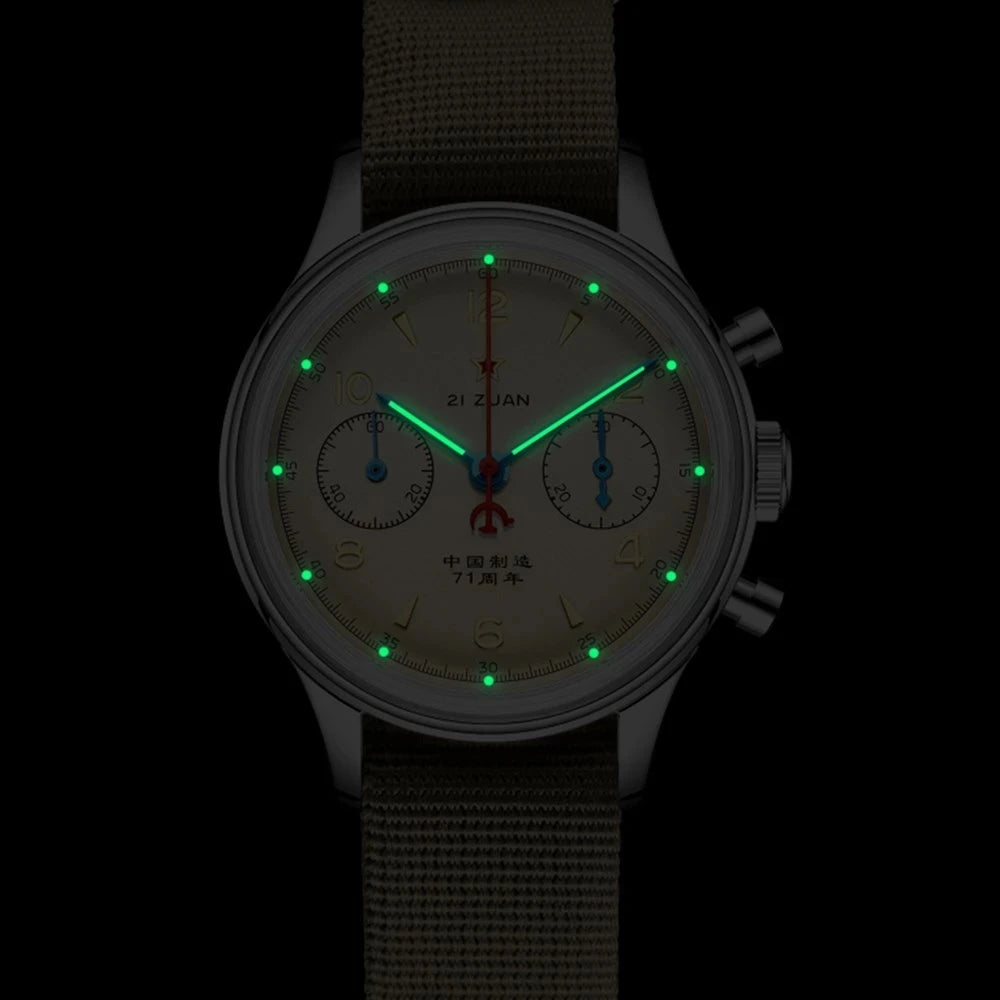 Red Star 1963 Chronograph 38mm Men's Mechanical Pilot with Seagull ST1901 Movement Watch Air Force Aviation 40mm Stop WristWatch