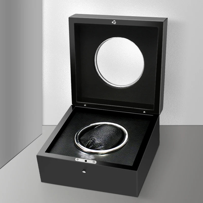 Luxury Watch Storage Box Handmade Black Lacquer PU Watch Bag Jewelry Boxes Acrylic Skylight Ring Storage Box Display Cabinet