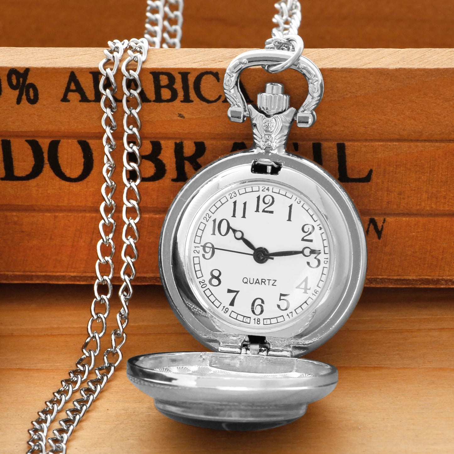 Personalised Fashion Silver Stainless Steel Tree of Life Glass Dome Quartz Pocket Watch Necklace Women Jewelry Pendant Chain