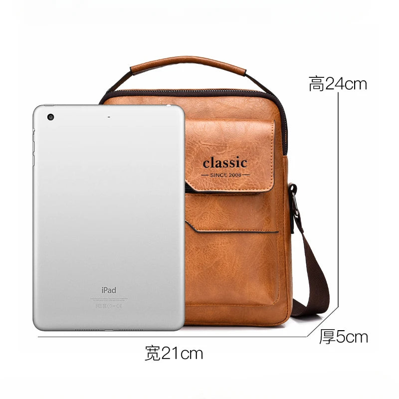 Brand Handbags Men Shoulder Bag for 9.7" iPad PU Leather Flaps Men's Crossbody Bags Business Male Solid Messenger Bag Travel Bag