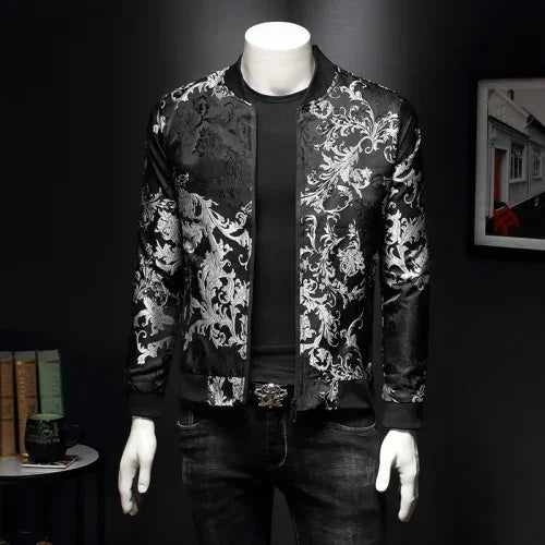 Paisley Pattern Floral Jacket Men 2024 Spring Retro Slim Bomber Jacket Coat Fashion Men's Street Embroidered Flower Jacket Coats